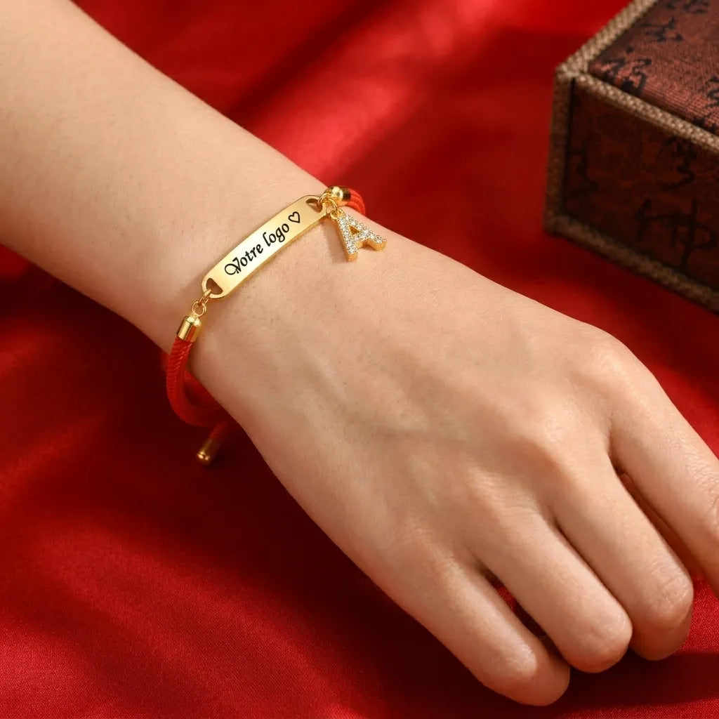 Bracelet Porte-Bonheur Personnalisable à Initiale Unique