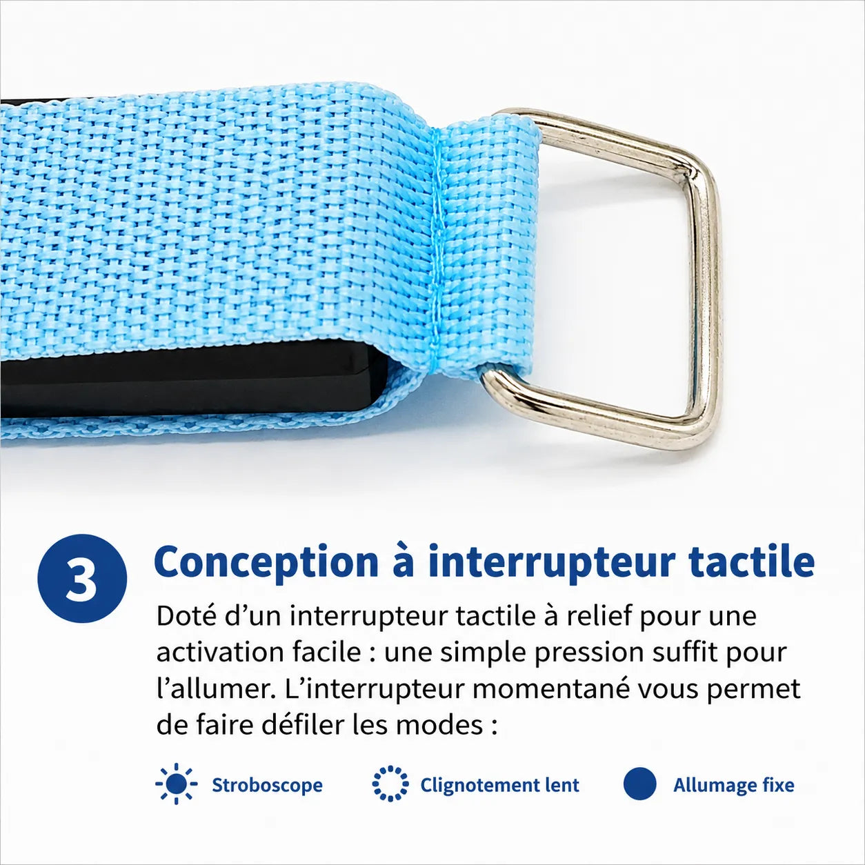 Bracelet de Fête Bleu Réfléchissant Rechargeable