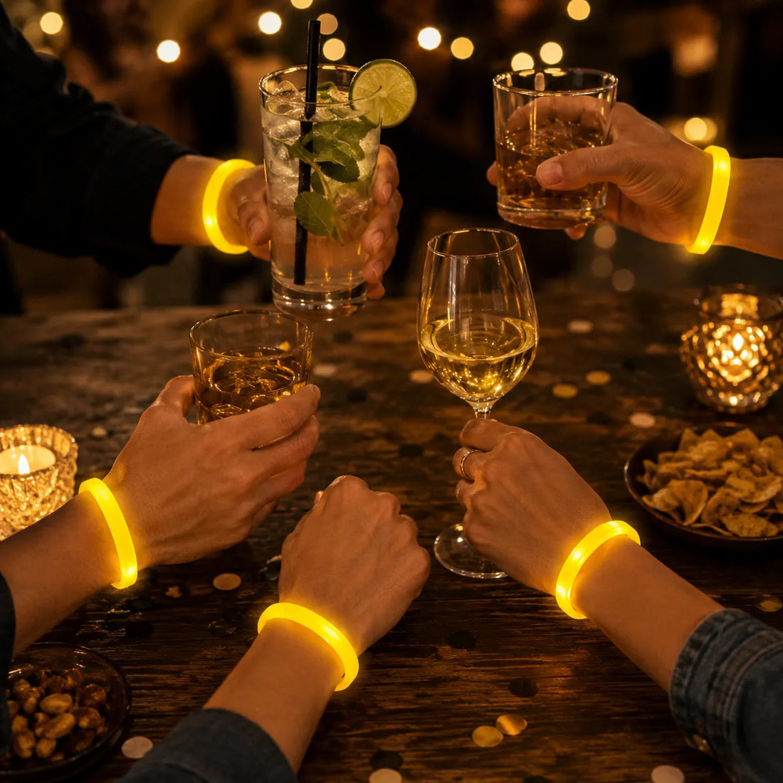 Bracelet de Fête Jaune à LED 
