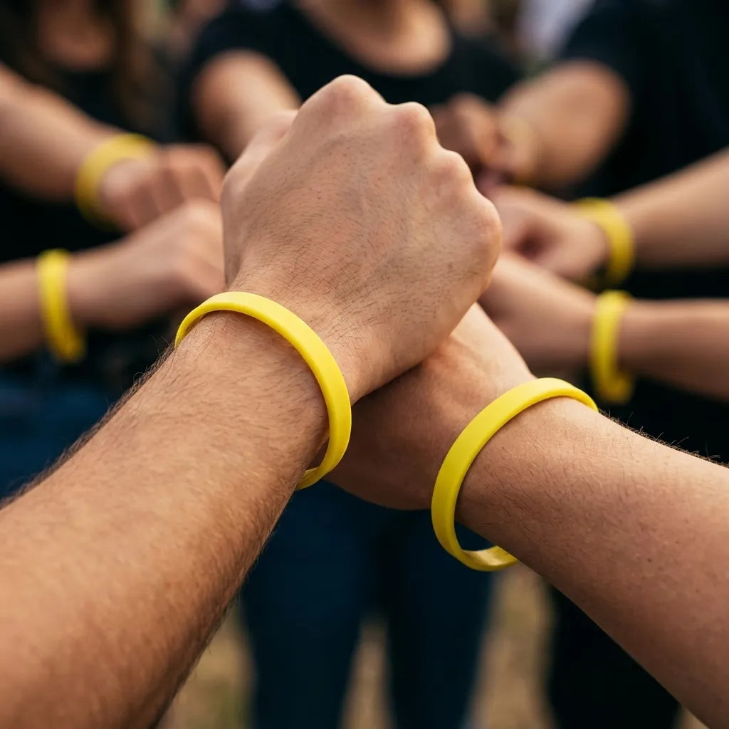 Bracelet en Silicone Plat Jaune Lumineux