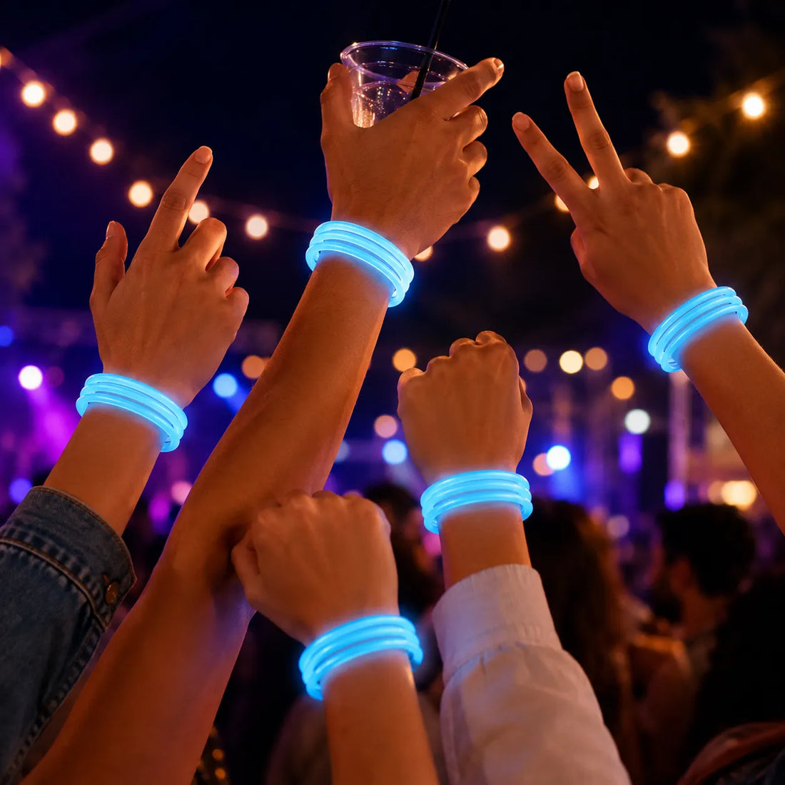 Bracelets Fluorescents Bleu Clair 