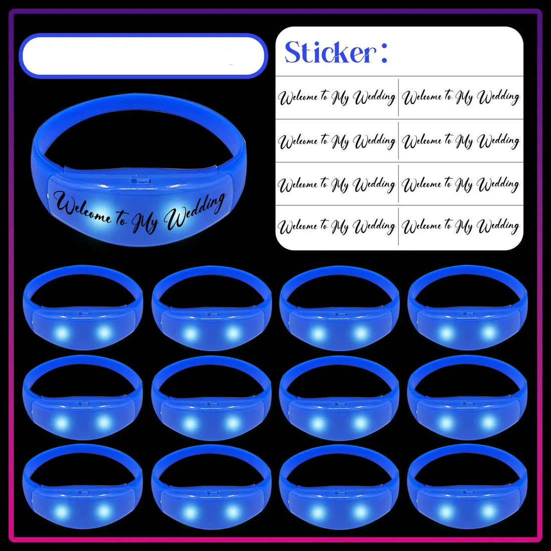 Bracelets Lumineux Bleus Mariage à Stickers Minimaliste
