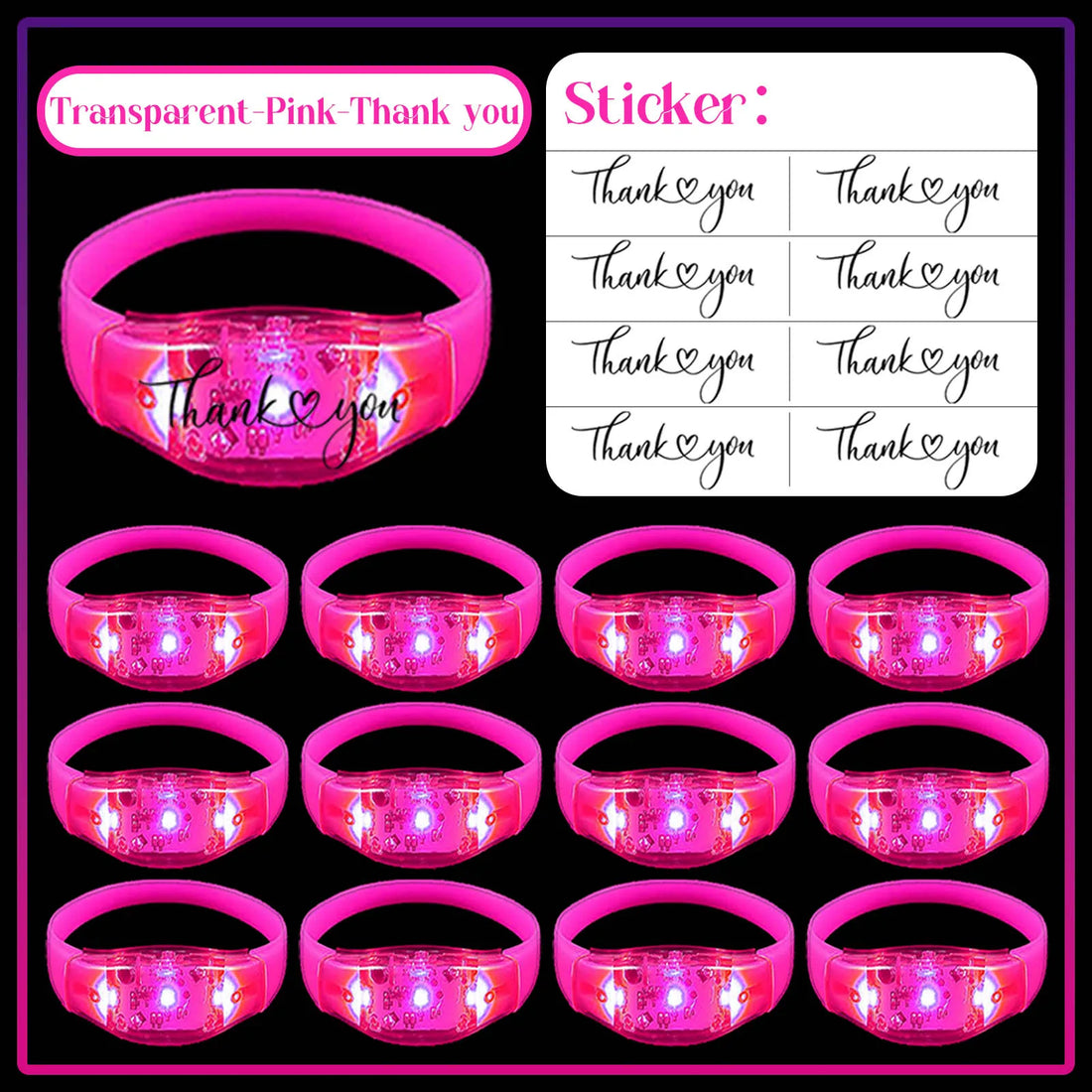 Bracelets Lumineux Roses Mariage Thank You douce