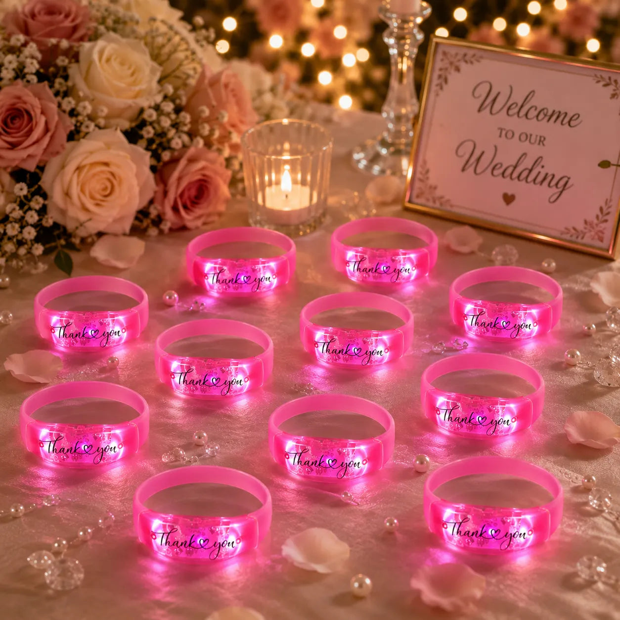 Bracelets Lumineux Roses Mariage Thank You romantique
