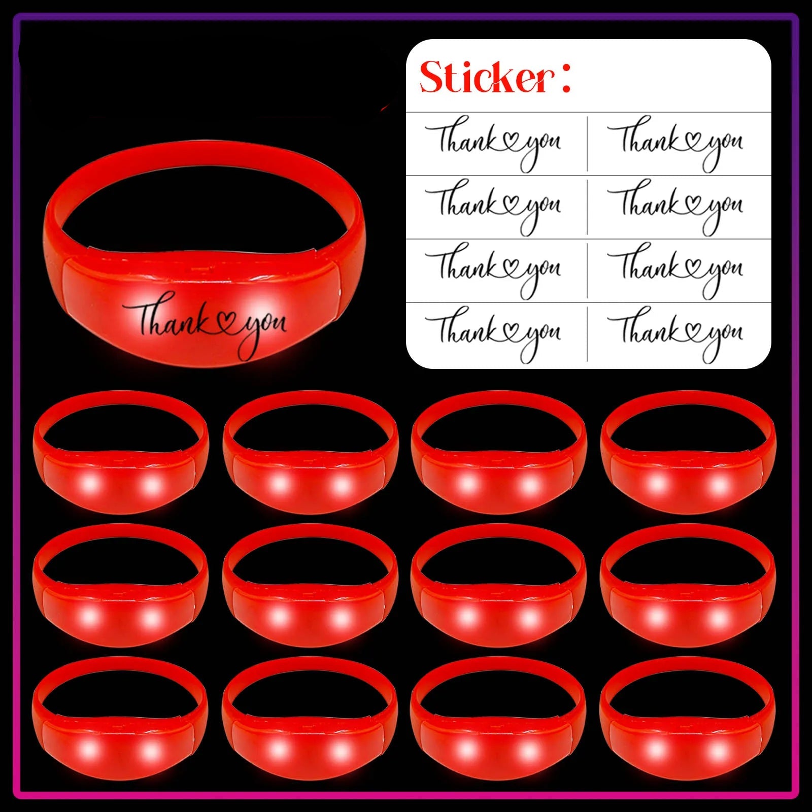 Bracelets Lumineux Rouges Thank You Vif 