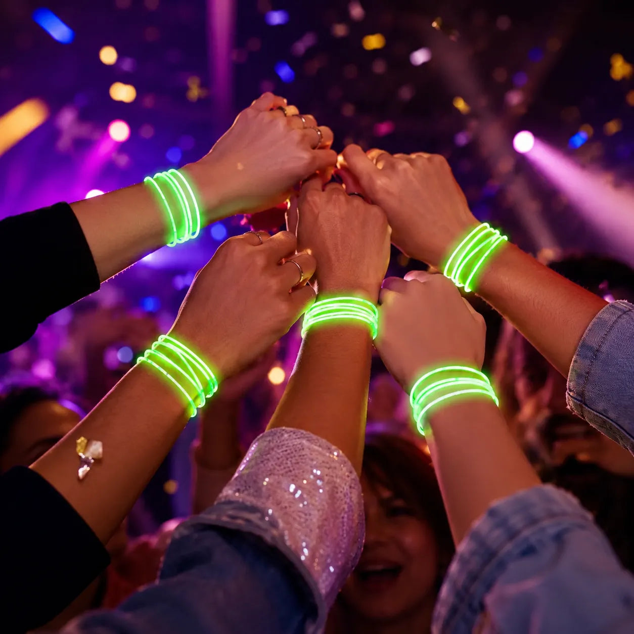 Bracelets Torsadés Verts Silicone Fluorescents