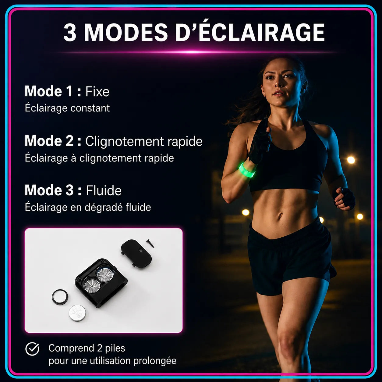 Bracelets Verts LED de Fête Minimaliste