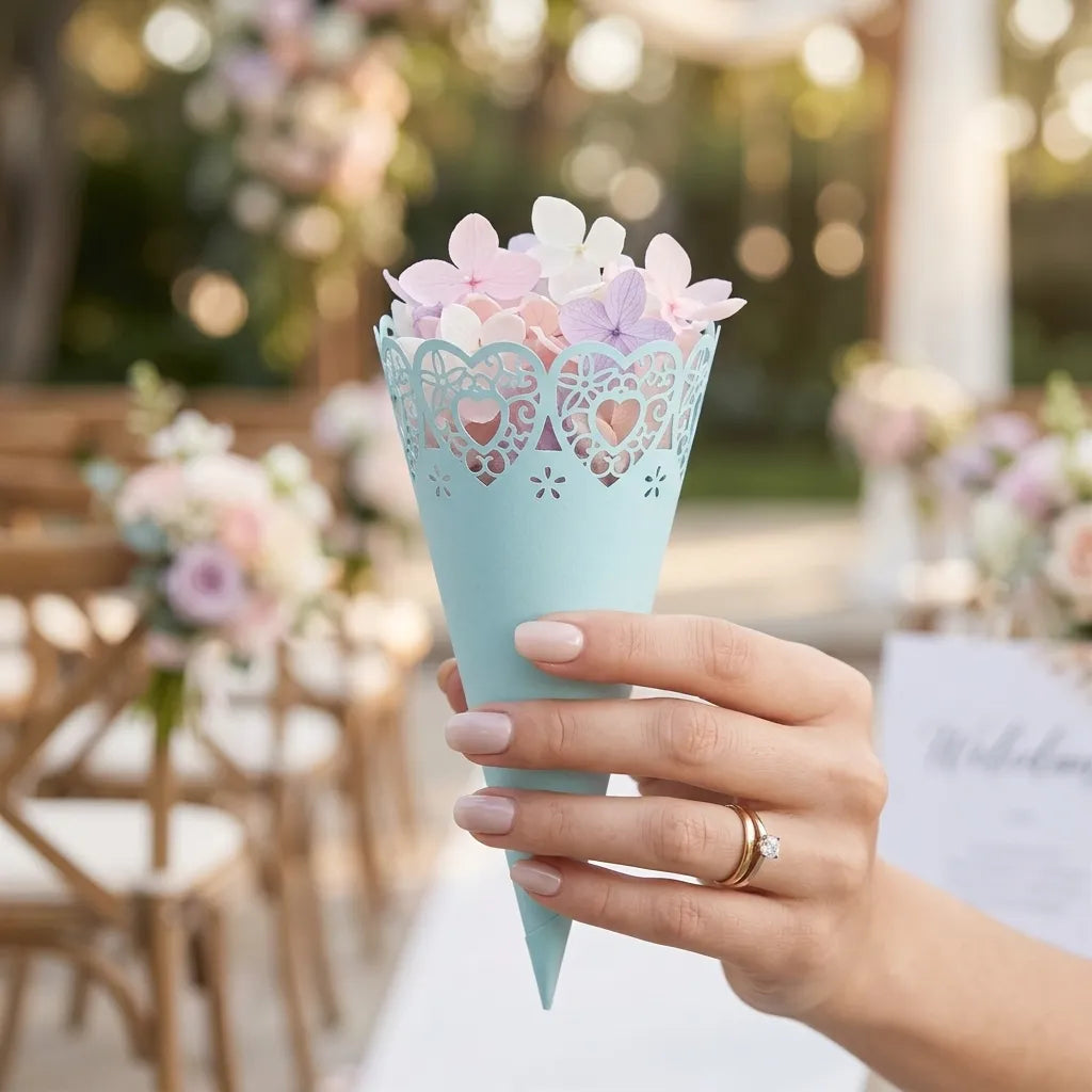 Cône à Pétales Bleu Ajouré romantique