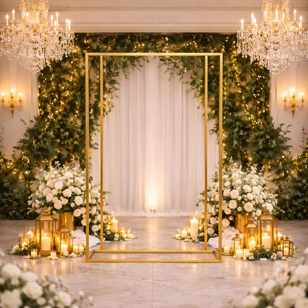 Cadre Arche Mariage Rectangulaire Doré