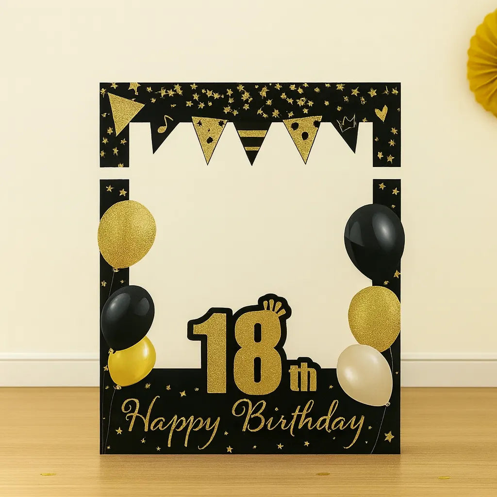 Cadre Photobooth Happy Birthday Noir et Or 18
