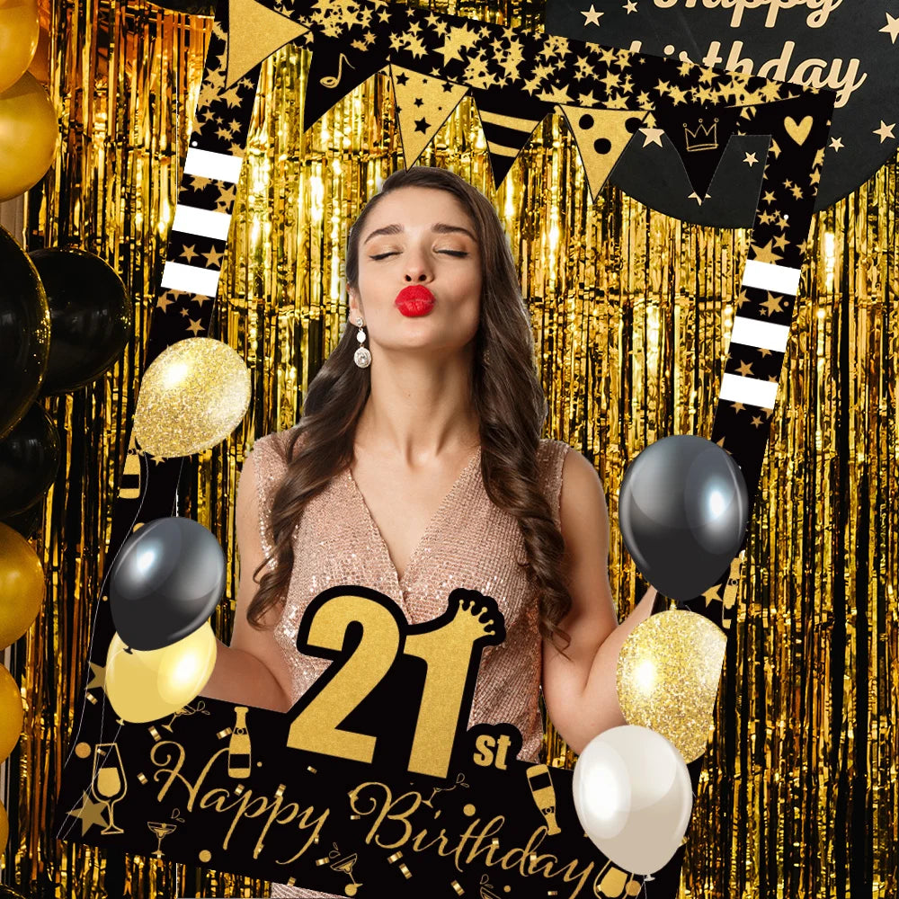 Cadre Photobooth Happy Birthday Noir et Or 21
