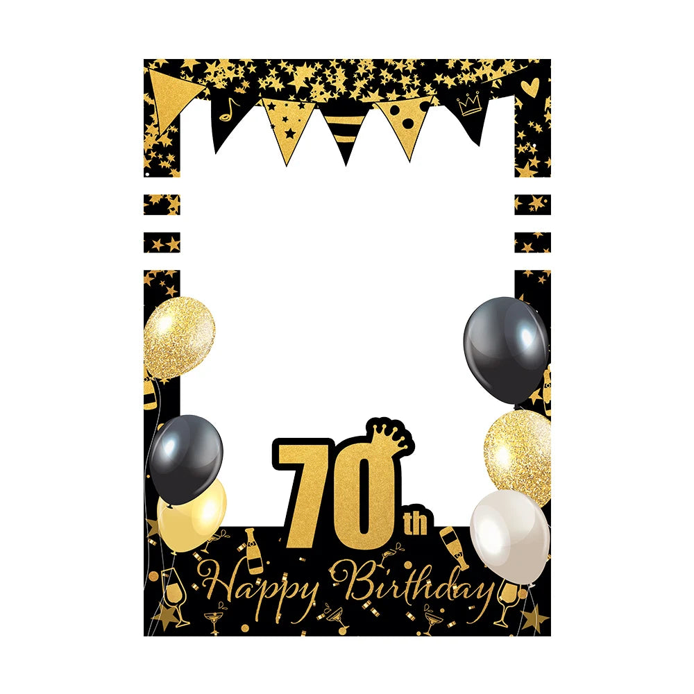 Cadre Photobooth Happy Birthday à Paillettes 70