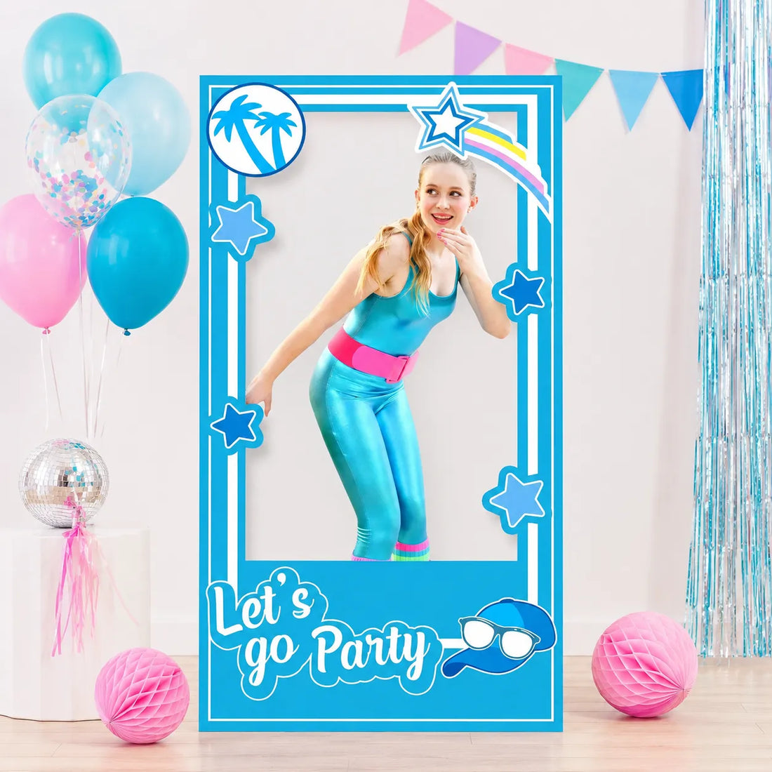 Cadre Photobooth Let’s Go Party Bleu Festive