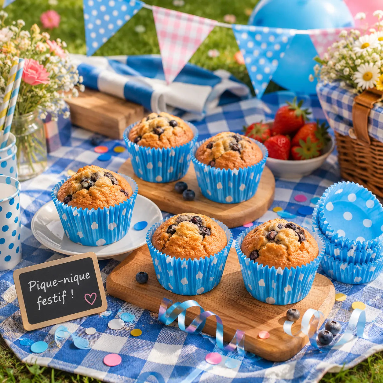 Caissette Cupcake Bleue à Pois 