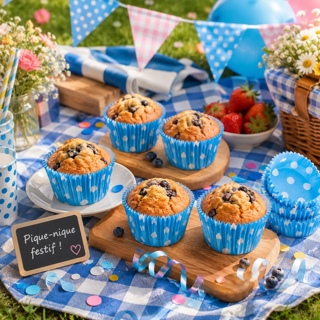 Caissette Cupcake Bleue à Pois 
