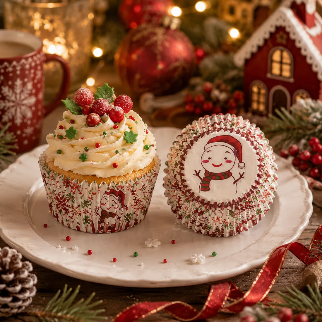 Caissette à Cupcake Bonhomme De Neige