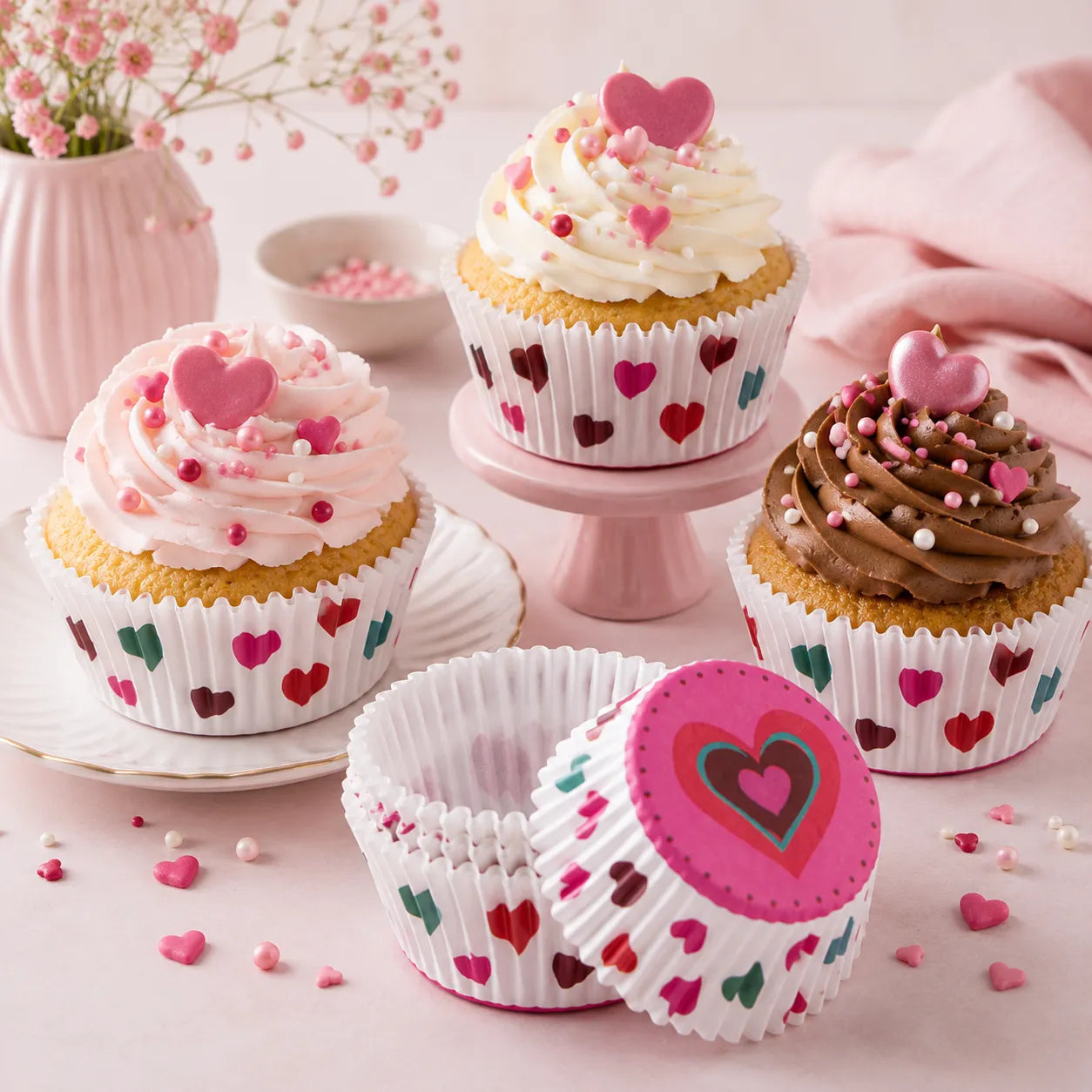 Caissette Cupcake à Cœurs Colorés 