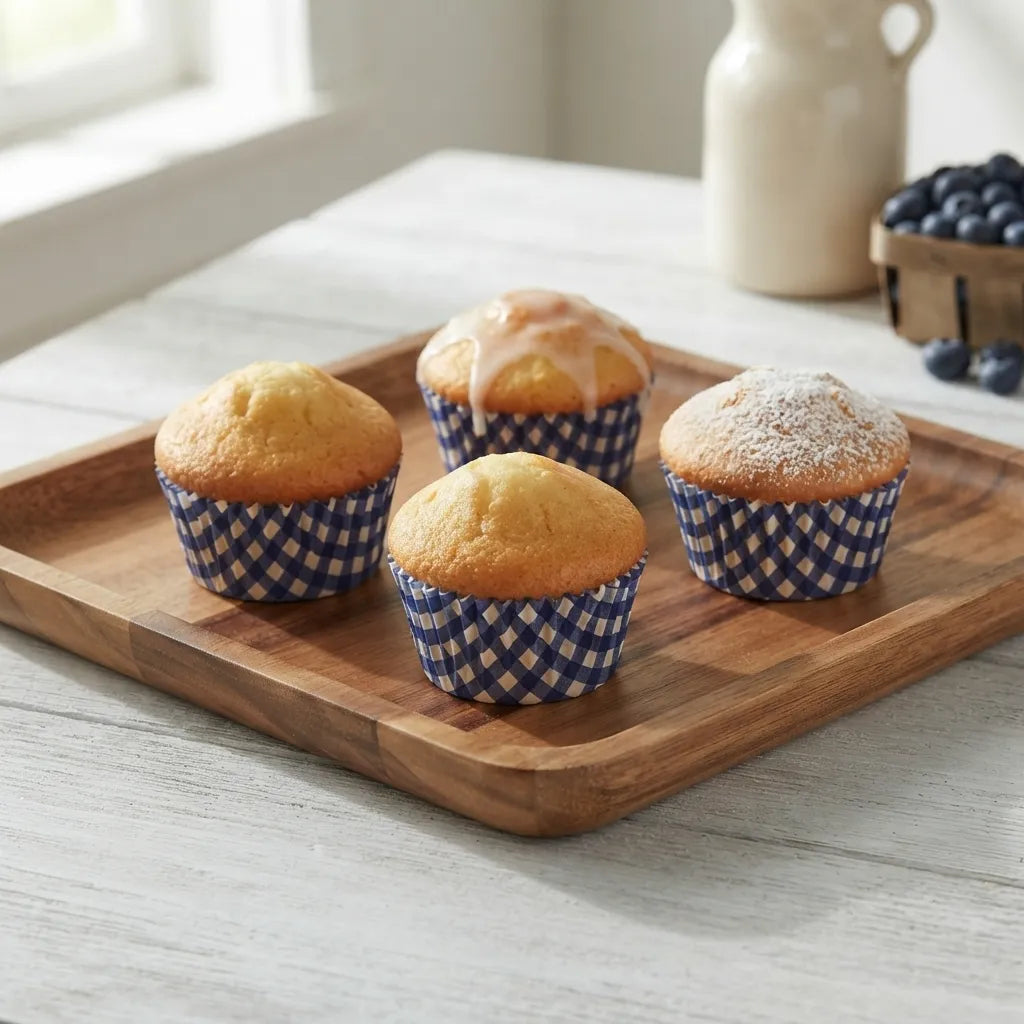 Caissette à Cupcake Carreaux Bleu Minimaliste