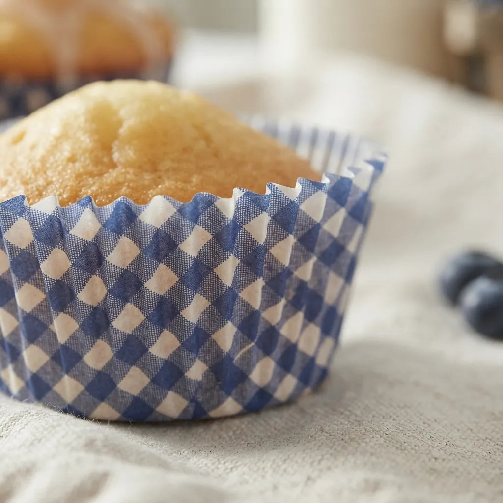 Caissette à Cupcake Carreaux Bleu Résistant
