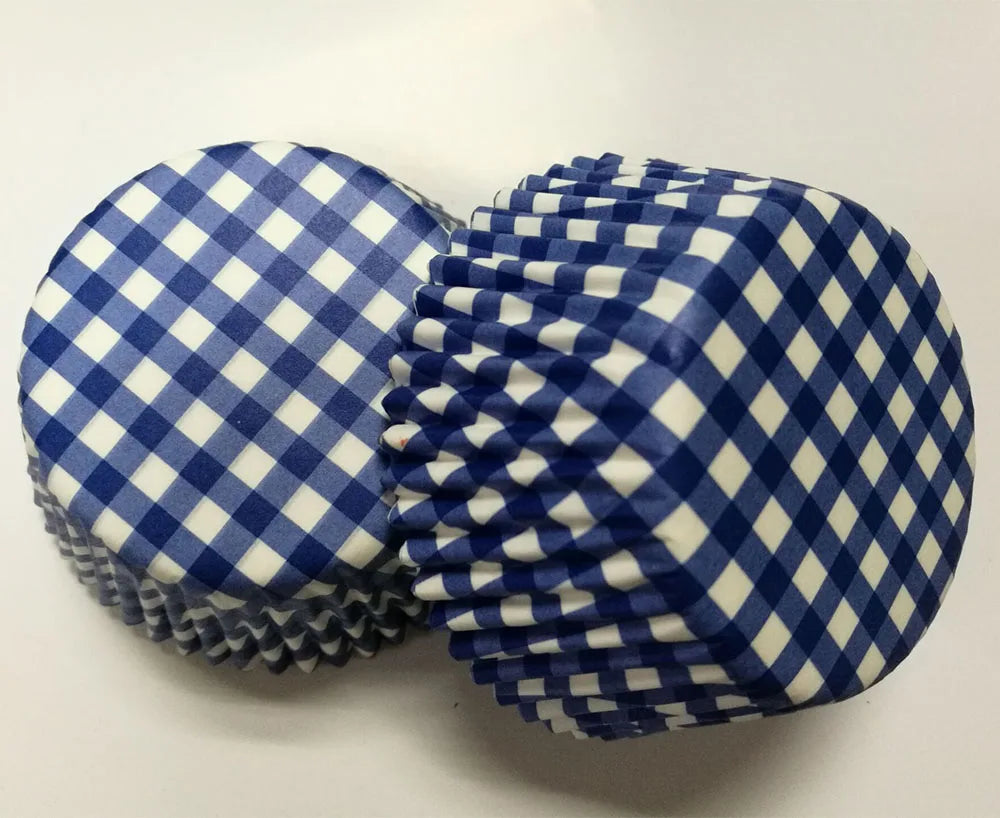 Caissette à Cupcake Carreaux Bleu Vintage