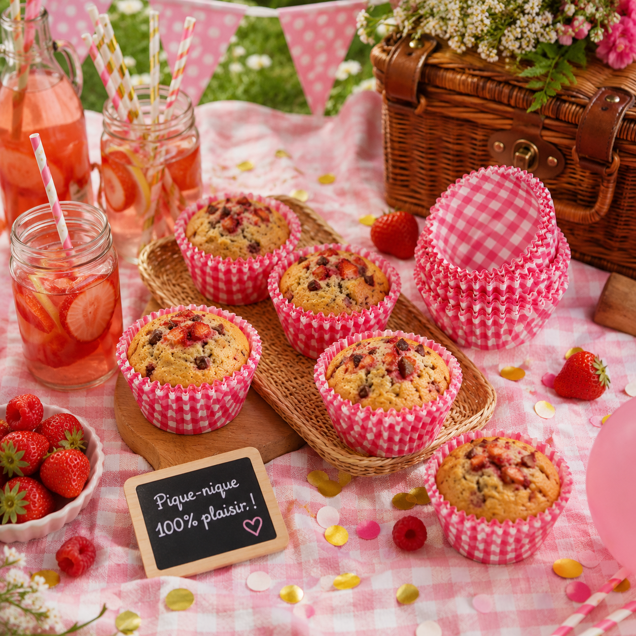 Caissette Cupcake Carreaux Rouge 