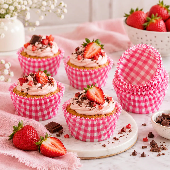 Caissette Cupcake Carreaux Rouge vintage