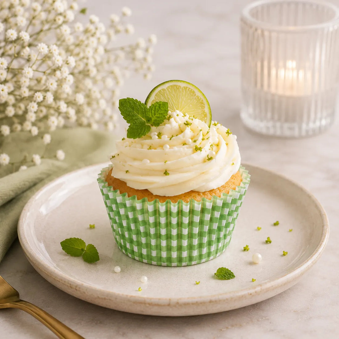 Caissette à Cupcake Carreaux Vert