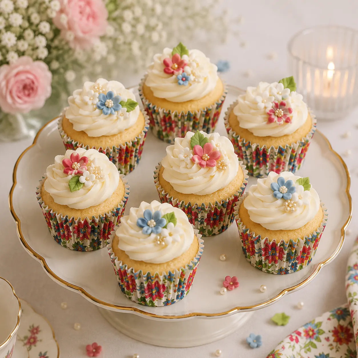 Caissette à Cupcake Colorée Fleurie