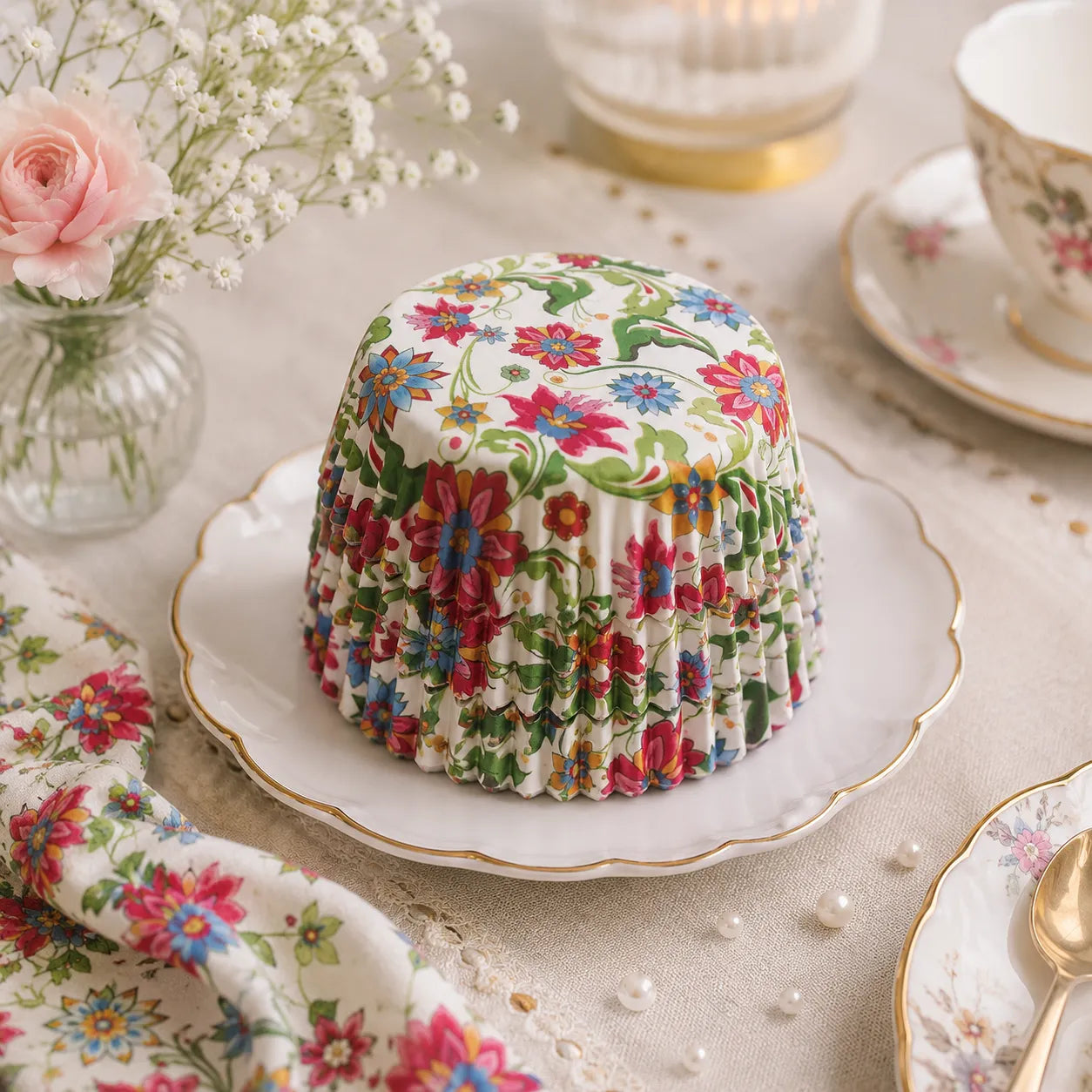Caissette à Cupcake Colorée Fleurie joyeuse