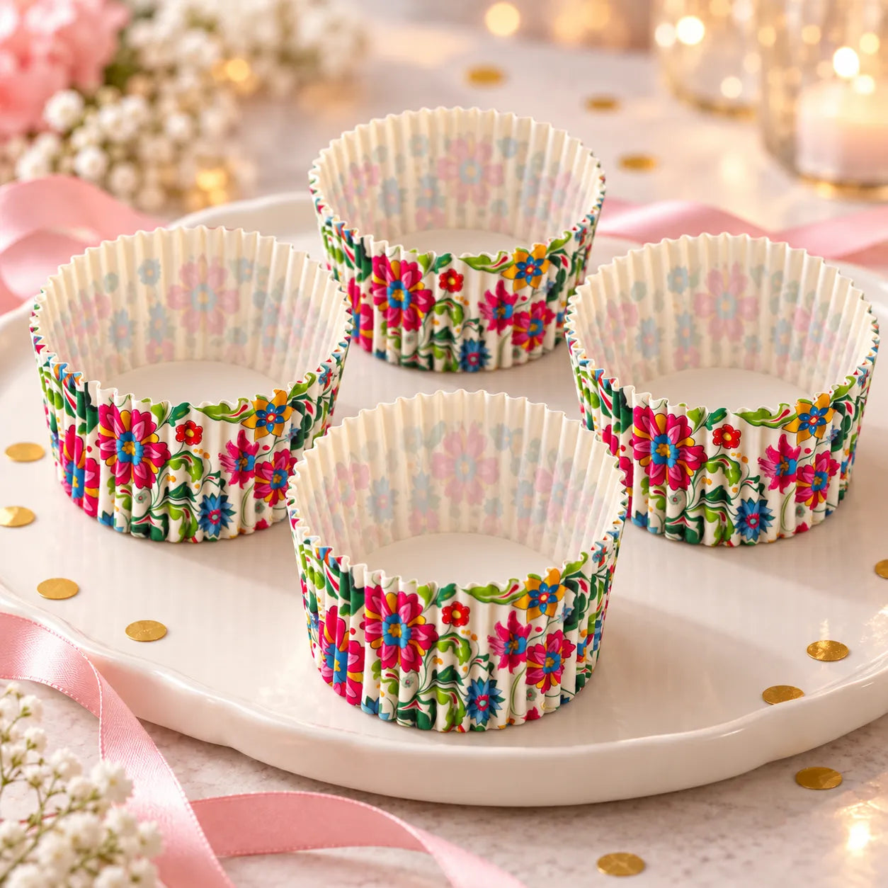 Caissette à Cupcake Colorée Fleurie vintage