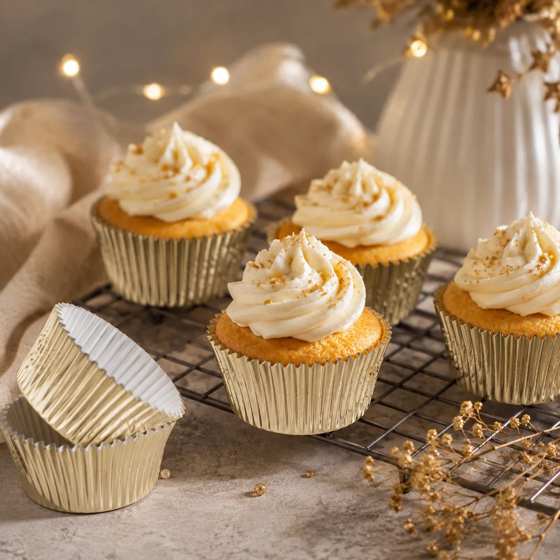 Caissette à Cupcake Dorée Moderne