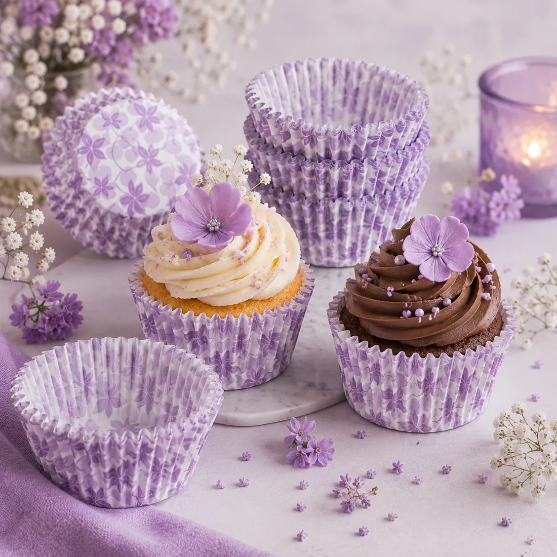 Caissette Cupcake Elégante à Feuillages naturelle