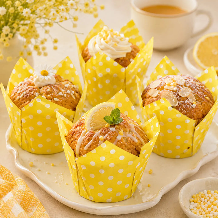 Caissette Cupcake Jaune à Pois 