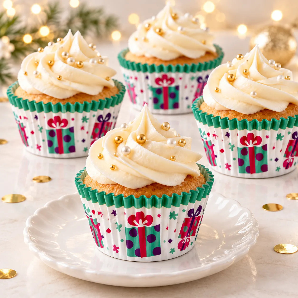 Caissette Cupcake Motif Cadeaux festif
