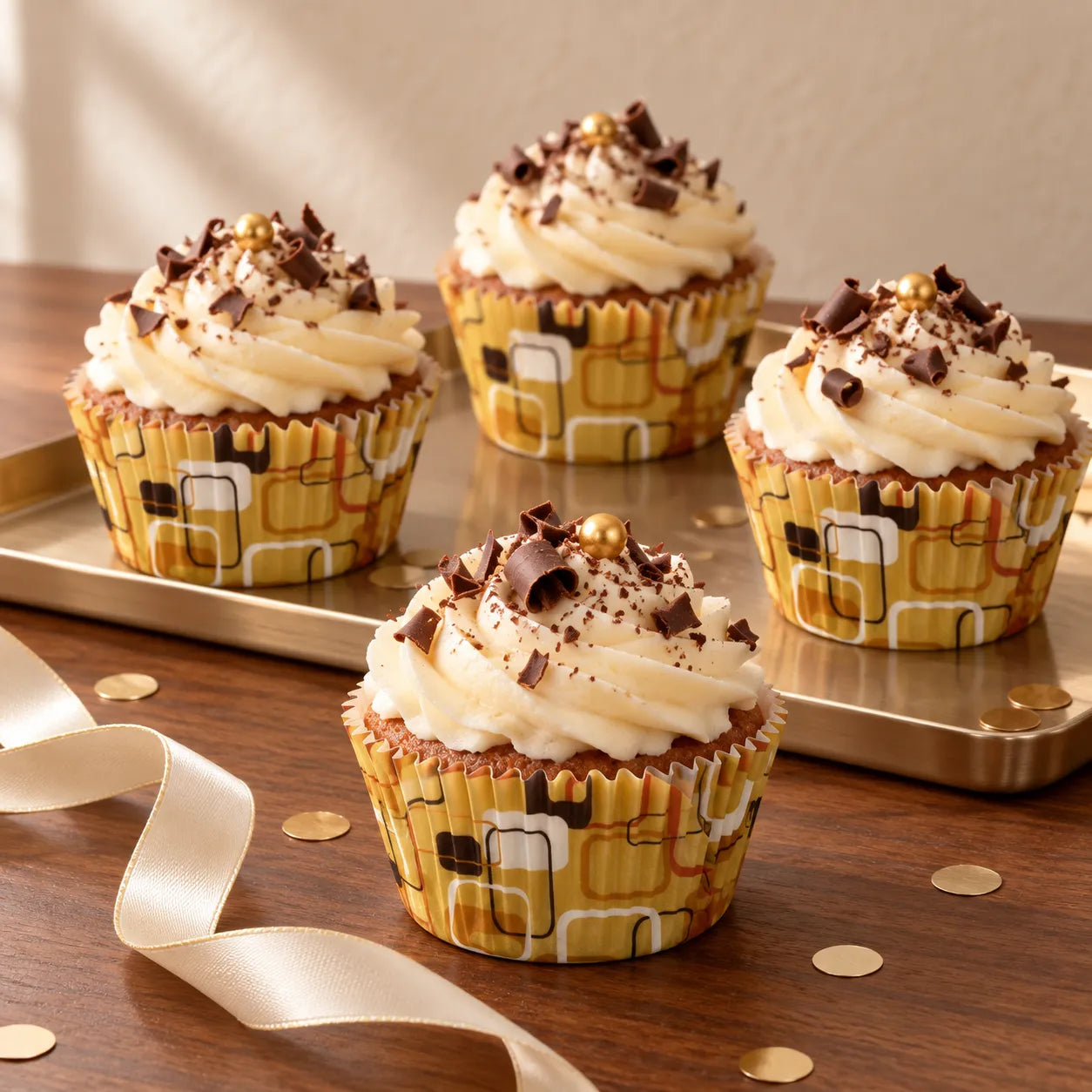 Caissette à Cupcake à Motifs Géométriques retro