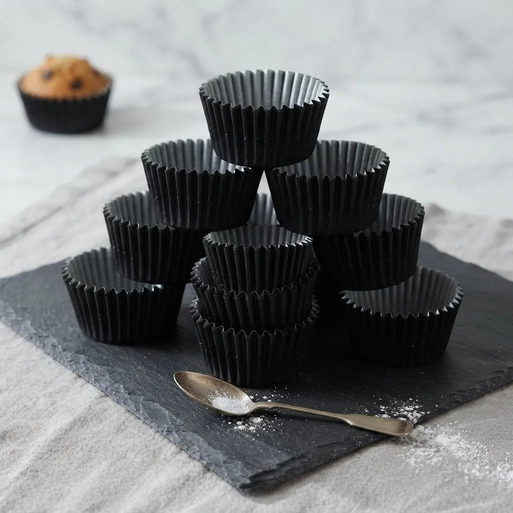 Caissette à Cupcake Noir en Papier Alu Moderne