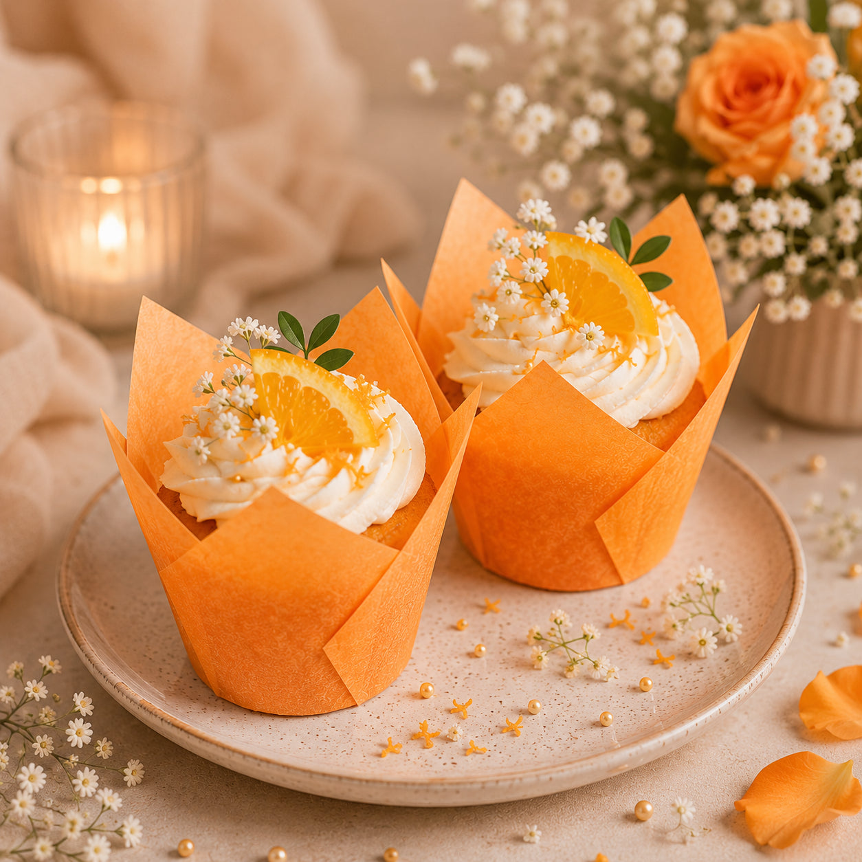 Caissette Cupcake Orange Vif