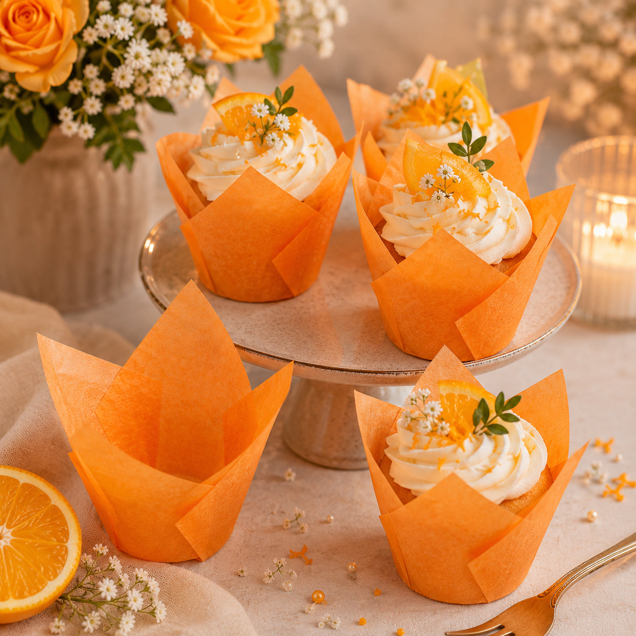 Caissette Cupcake Orange Vif classe