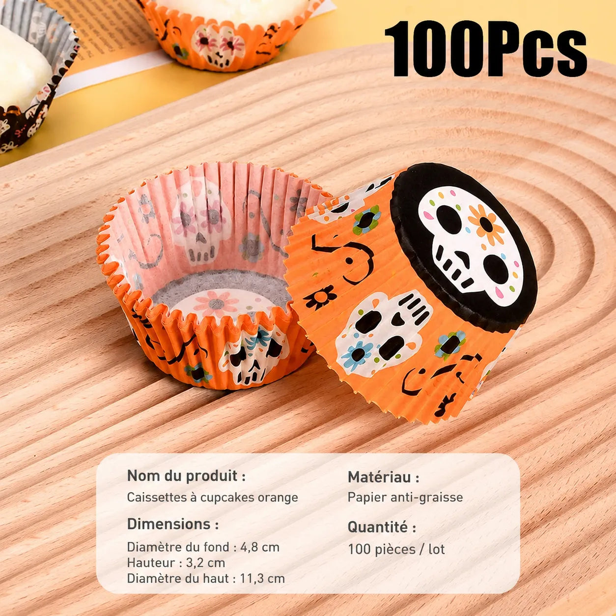 Caissette à Cupcake Orange crânes originale