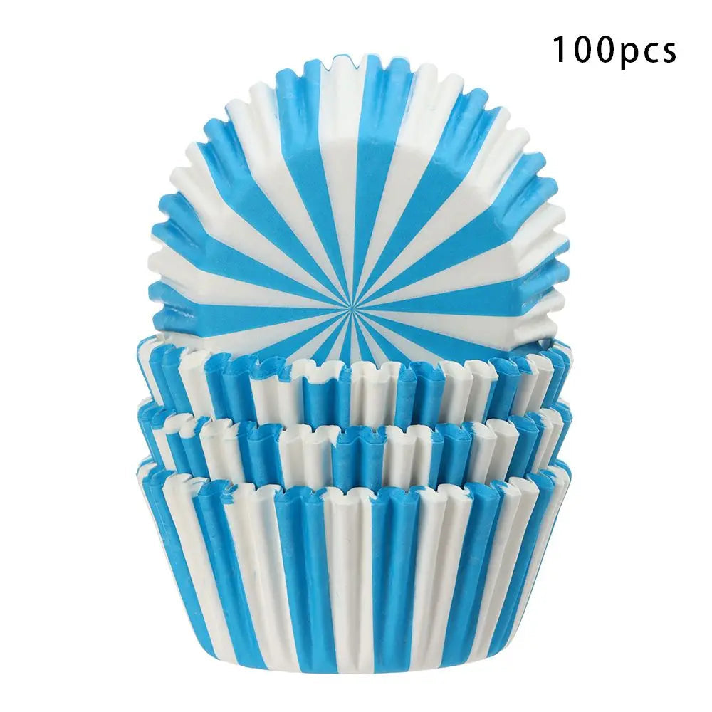 Caissette à Cupcake à Rayures Bleues et Blanc