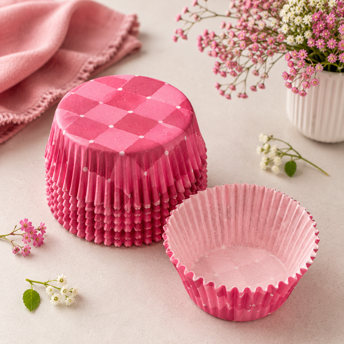 Caissette Cupcake Rose Design Féminine
