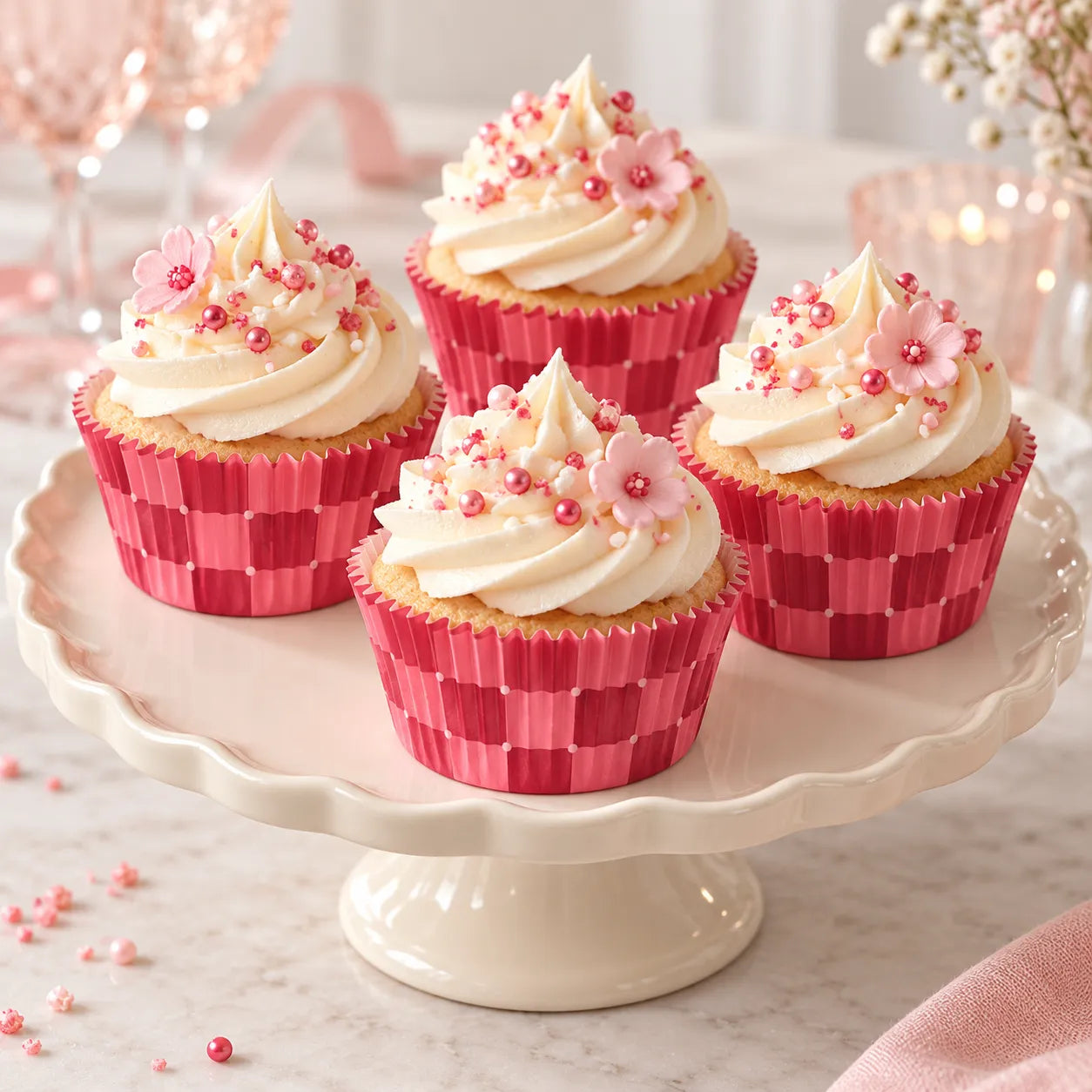 Caissette Cupcake Rose Design Résistant