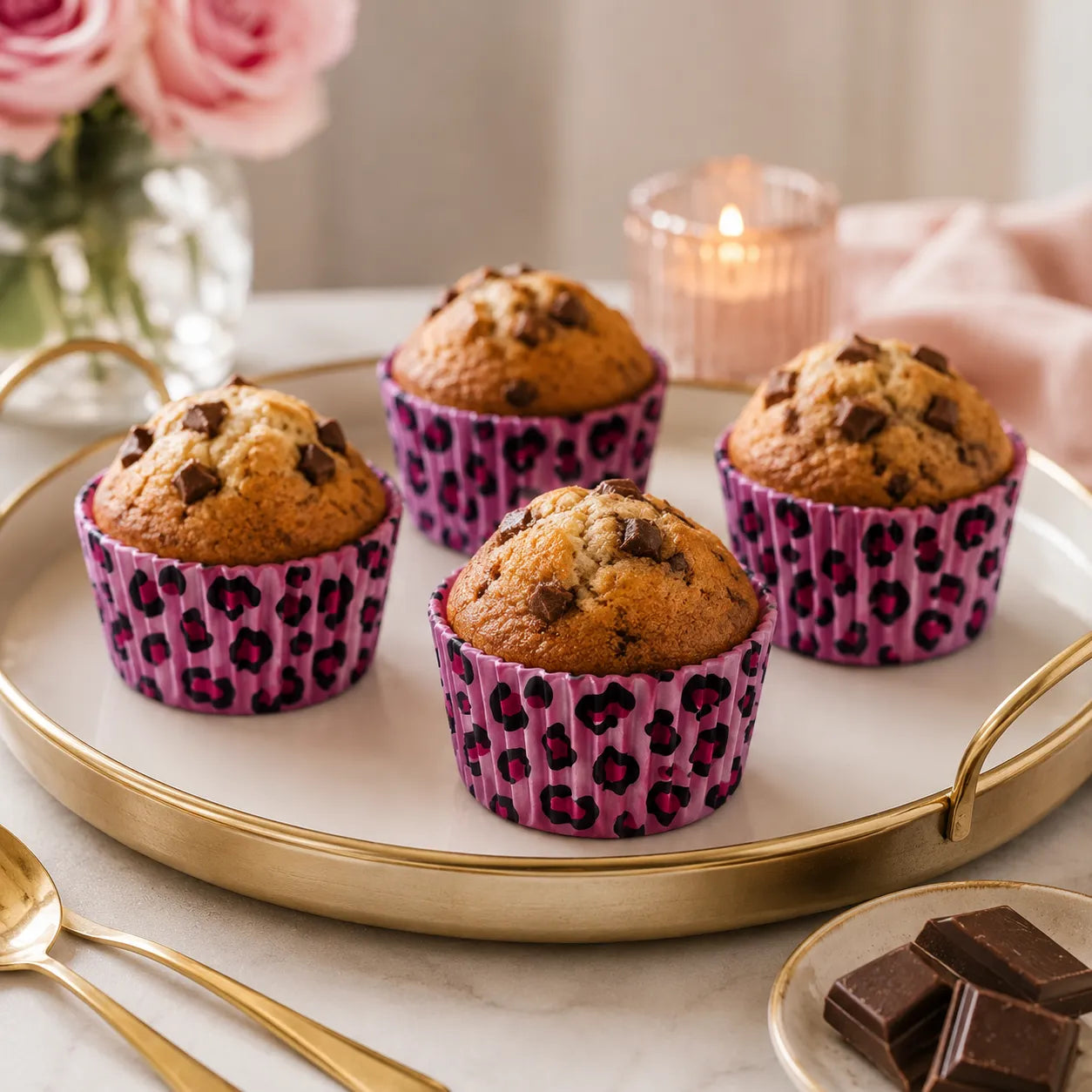 Caissette à Cupcake Rose Léopard