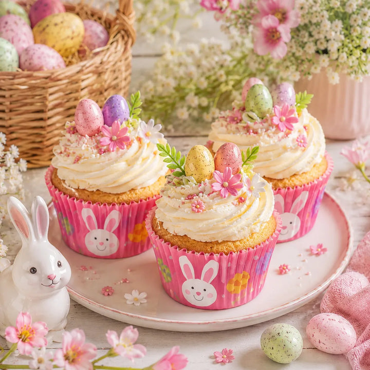 Caissette Cupcake Rose Lapin