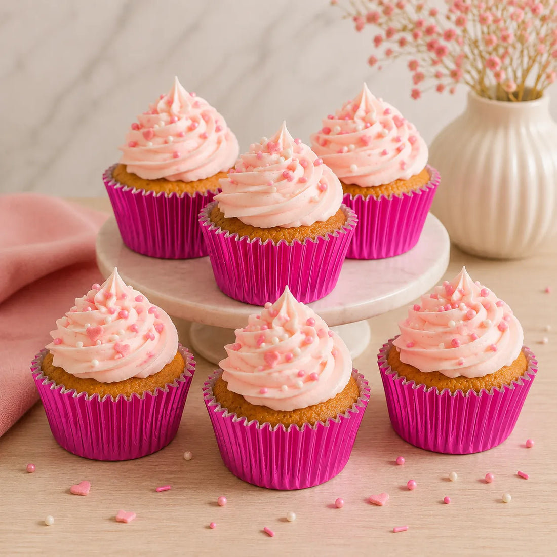 Caissette à Cupcake Rose Métallisé