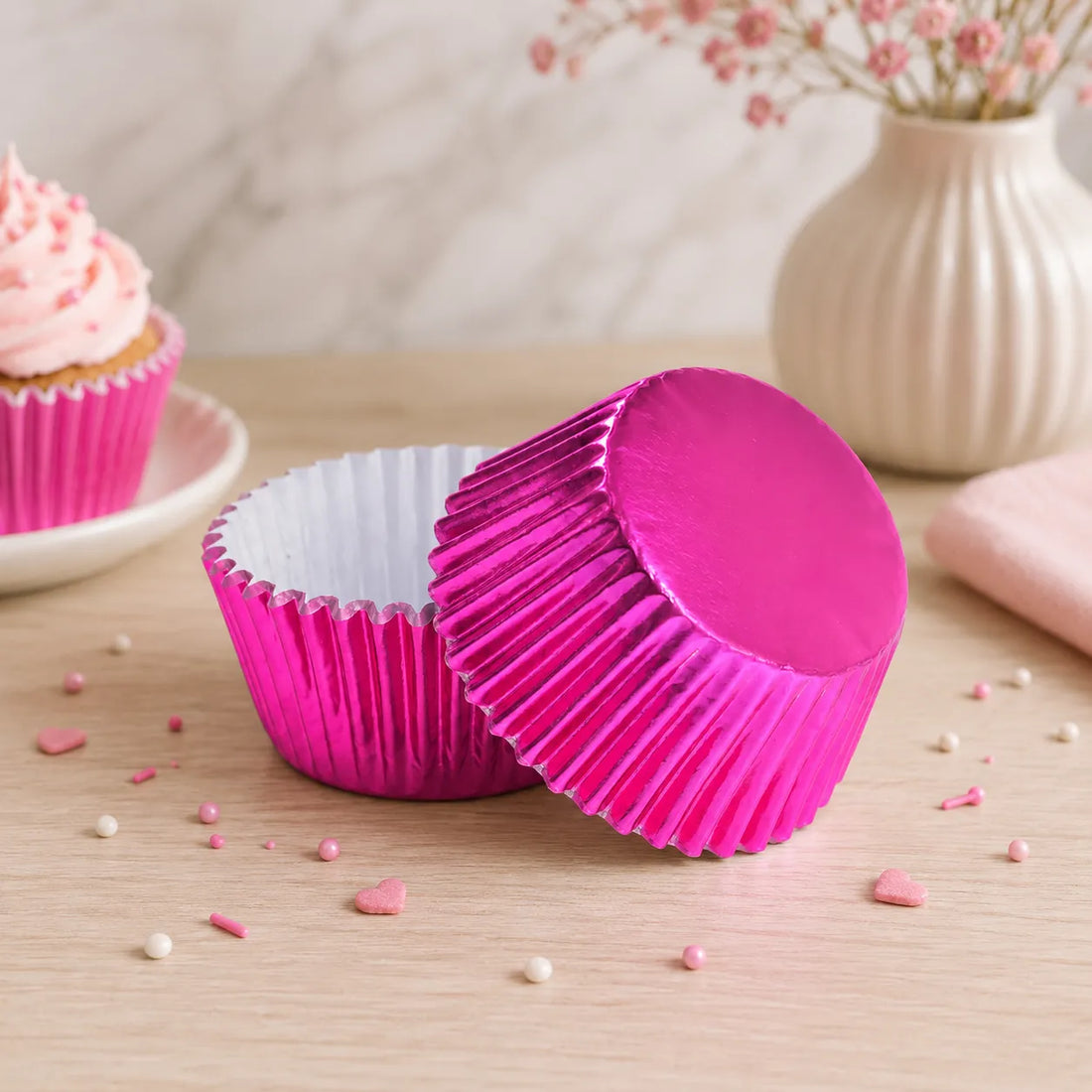Caissette à Cupcake Rose Métallisé Unique