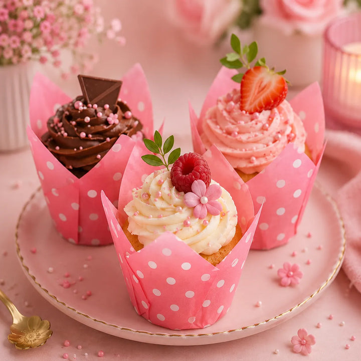 Caissette Cupcake Rose à Pois