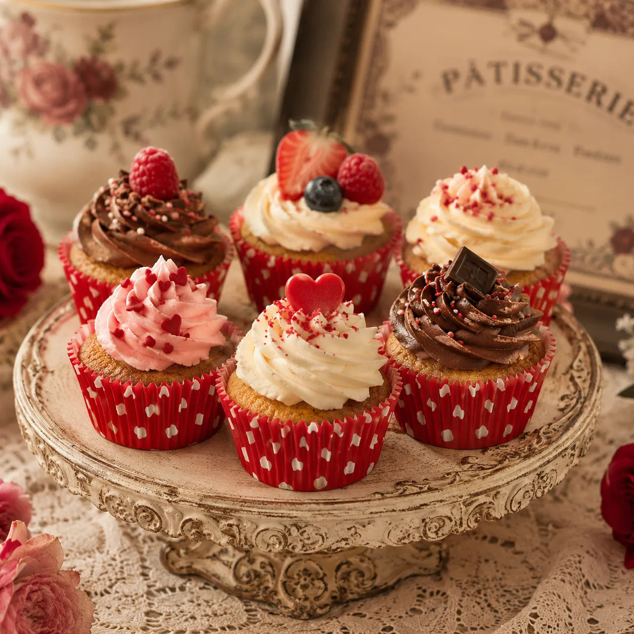 Caissette à Cupcake Rouge à Pois