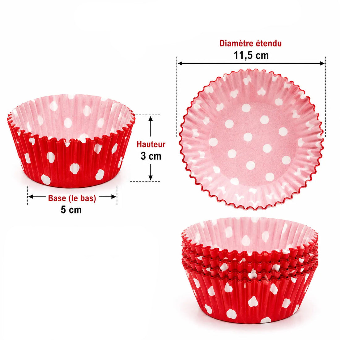 Caissette à Cupcake Rouge à Pois Minimaliste