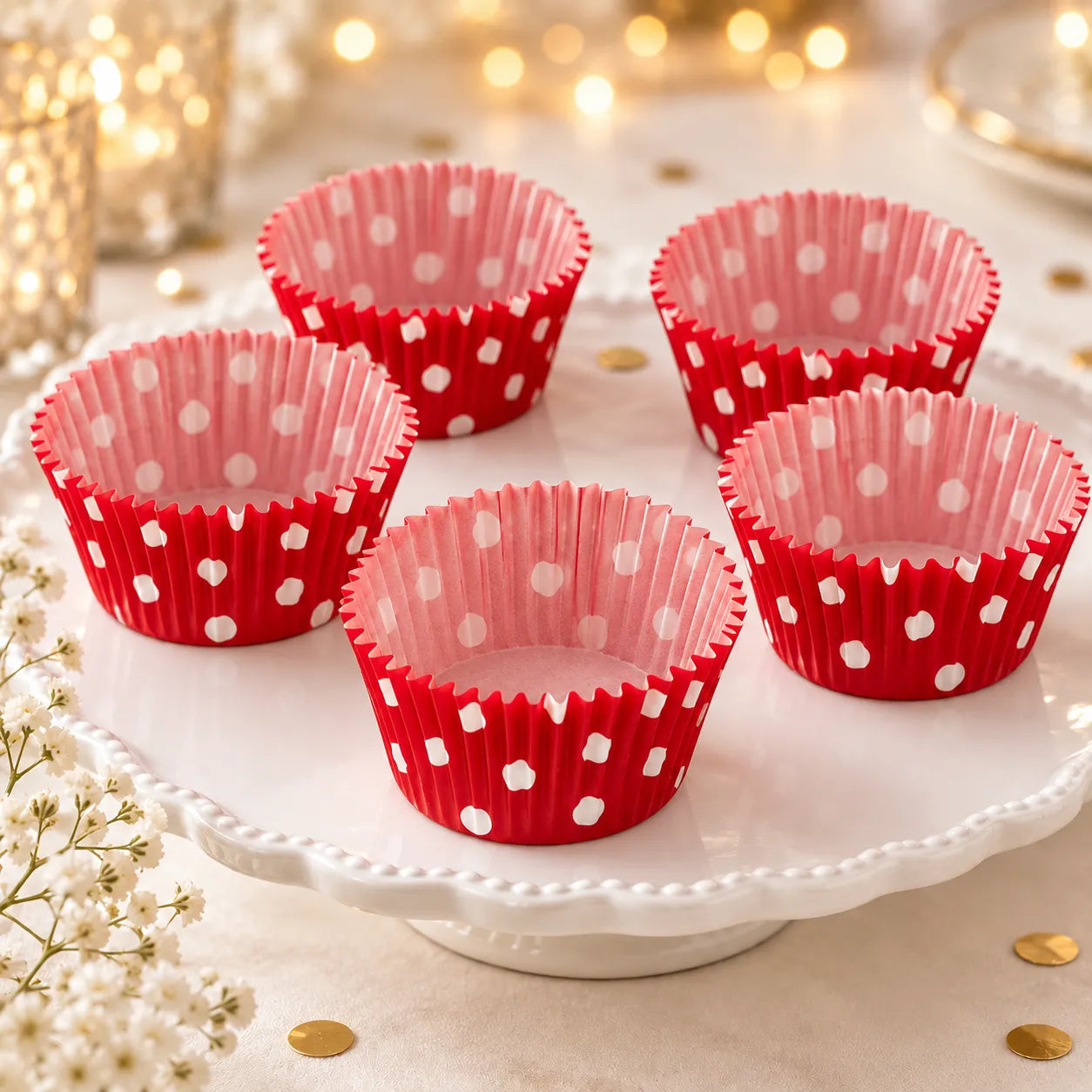 Caissette à Cupcake Rouge à Pois vintage